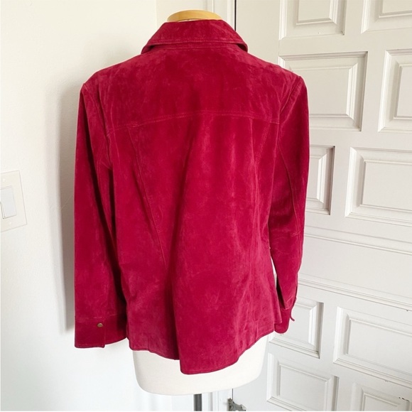 Coldwater Creek Red Suede Leather Jacket Classic Coat Size 2X - Picture 5 of 16